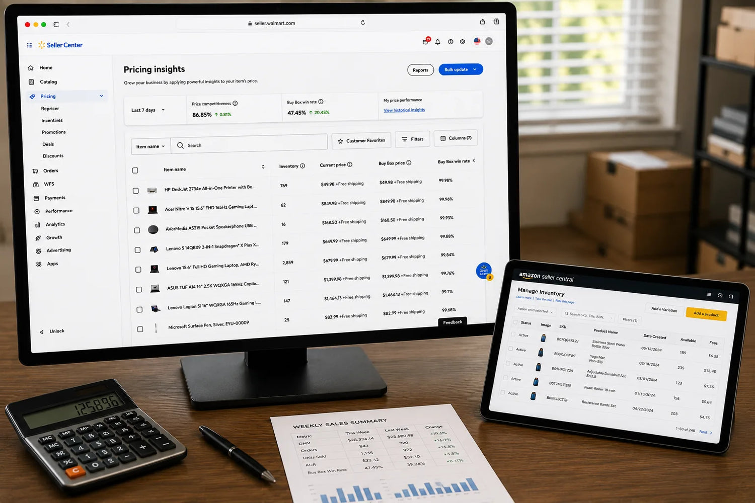 Walmart Pricing Insights Audit Dashboard on Desk